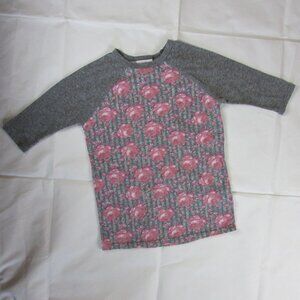 Size 6 Girl's Lularoe LLR  Sloan Randy Baseball Raglan Tee - Rose Floral